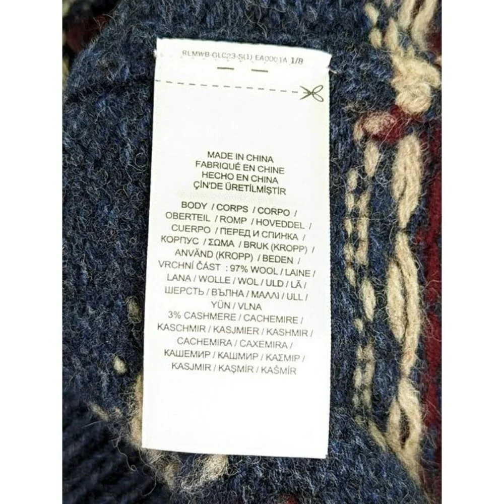 Polo Ralph Lauren Men's Blue Fair Isle-Knit Wool Blend Sweater Size L MSRP $498 - Picture 6 of 8